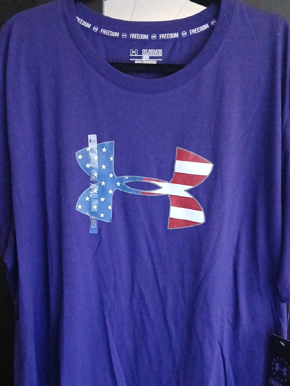 Under Armour Purple Tee with American Flag Logo